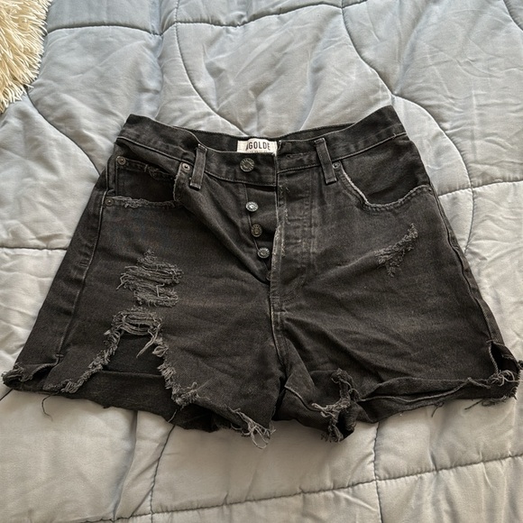 AGOLDE Dee Ultra High Rise Short - Seeker black denim size 25 - Picture 8 of 8